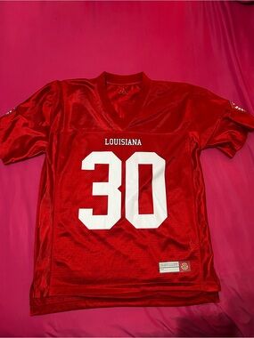 Red Louisiana Number 30 Women's Football Jersey